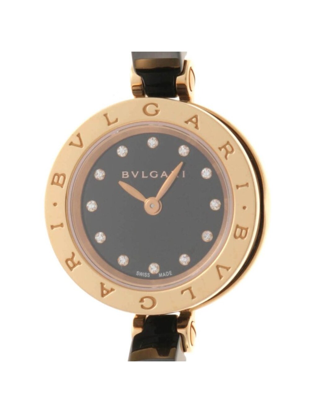 Bvlgari B.Zero1 Watch 12 18k Pink Gold Ceramic Stainless Steel Diamond Quartz